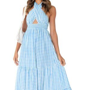 Zesica Crossover Halter Dress.